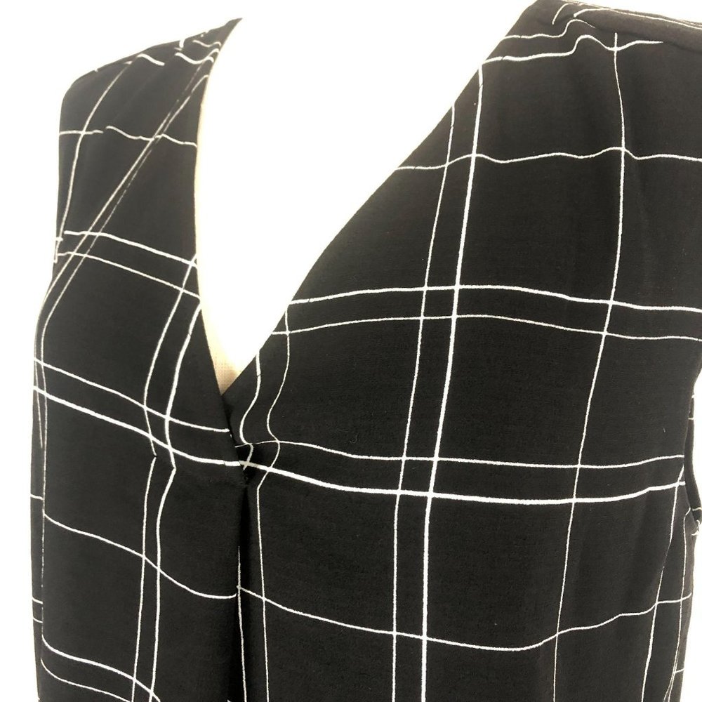 Leith Black White Glam City Check Mini Dress Sz M - Picture 5 of 8